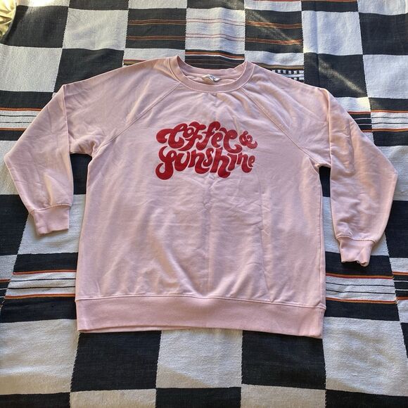 Wildfox Coffee & Sunshine Pink Graphic Statement Sweater. Oversized. Medium. - Picture 6 of 15